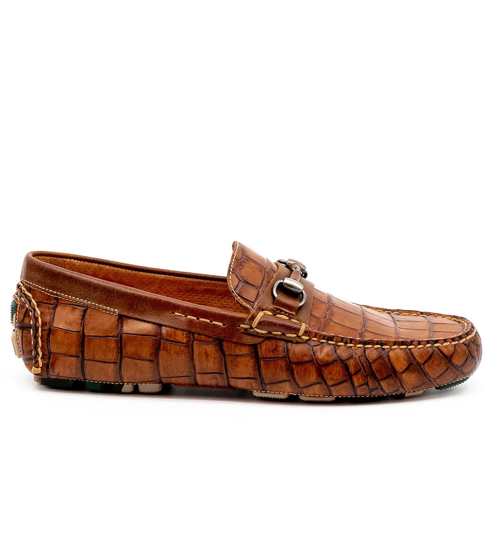 Martin Dingman Alligator Grain Loafers with Gunmetal Bit