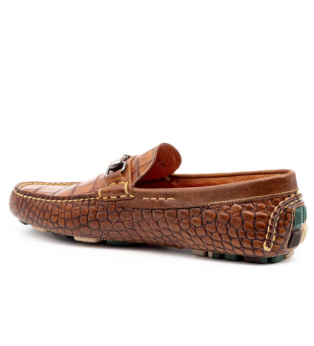 Martin Dingman Alligator Grain Loafers with Gunmetal Bit