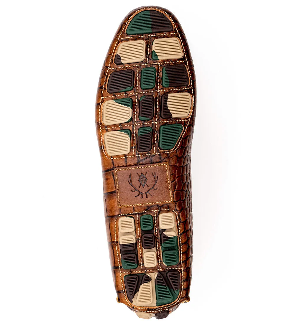 Martin Dingman Alligator Grain Loafers with Gunmetal Bit