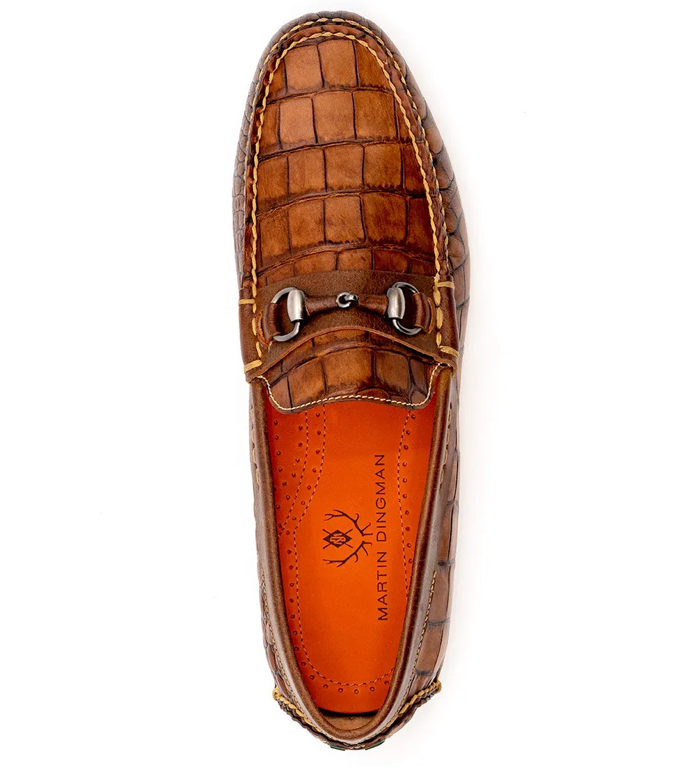 Martin Dingman Alligator Grain Loafers with Gunmetal Bit