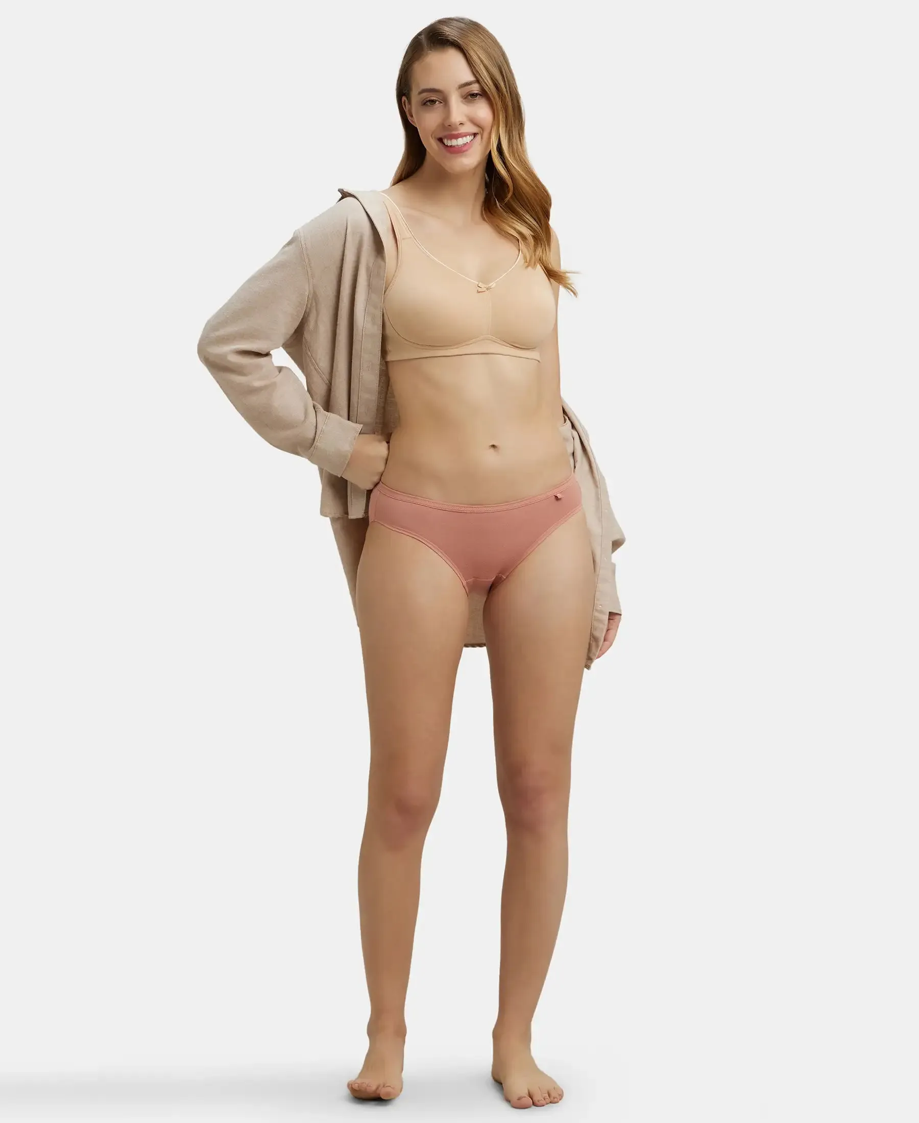 Medium Coverage Super Combed Cotton Bikini With Concealed Waistband and StayFresh Treatment - Light Assorted (Pack of 3)