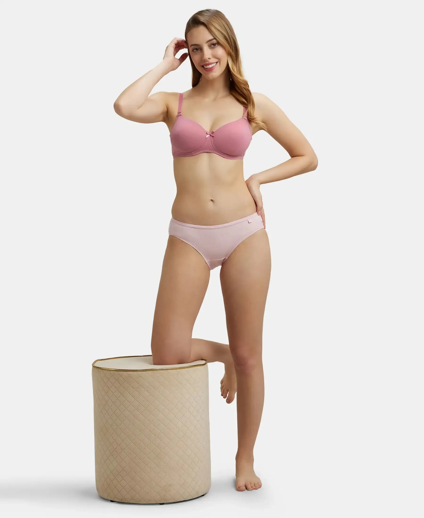 Medium Coverage Super Combed Cotton Bikini With Concealed Waistband and StayFresh Treatment - Light Assorted (Pack of 3)