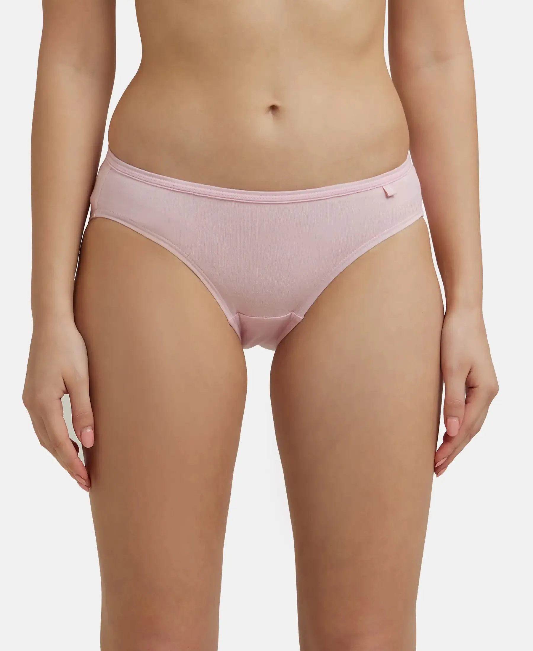 Medium Coverage Super Combed Cotton Bikini With Concealed Waistband and StayFresh Treatment - Light Assorted (Pack of 3)