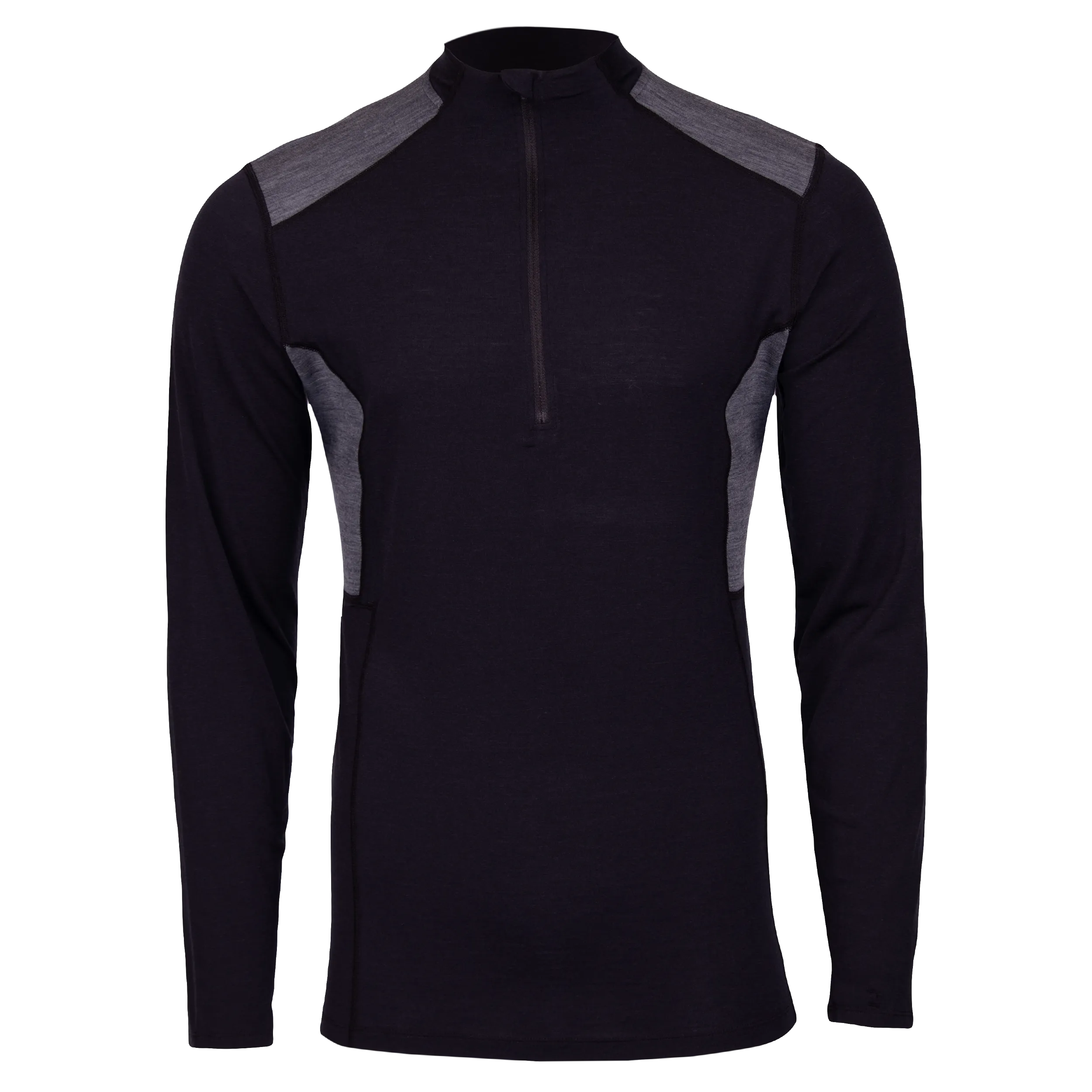 Men's Clima-Wool Merino Zip-T - Black/Grey Heather