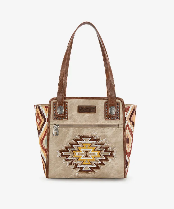 Montana West Embroidered Aztec Denim Tote Set