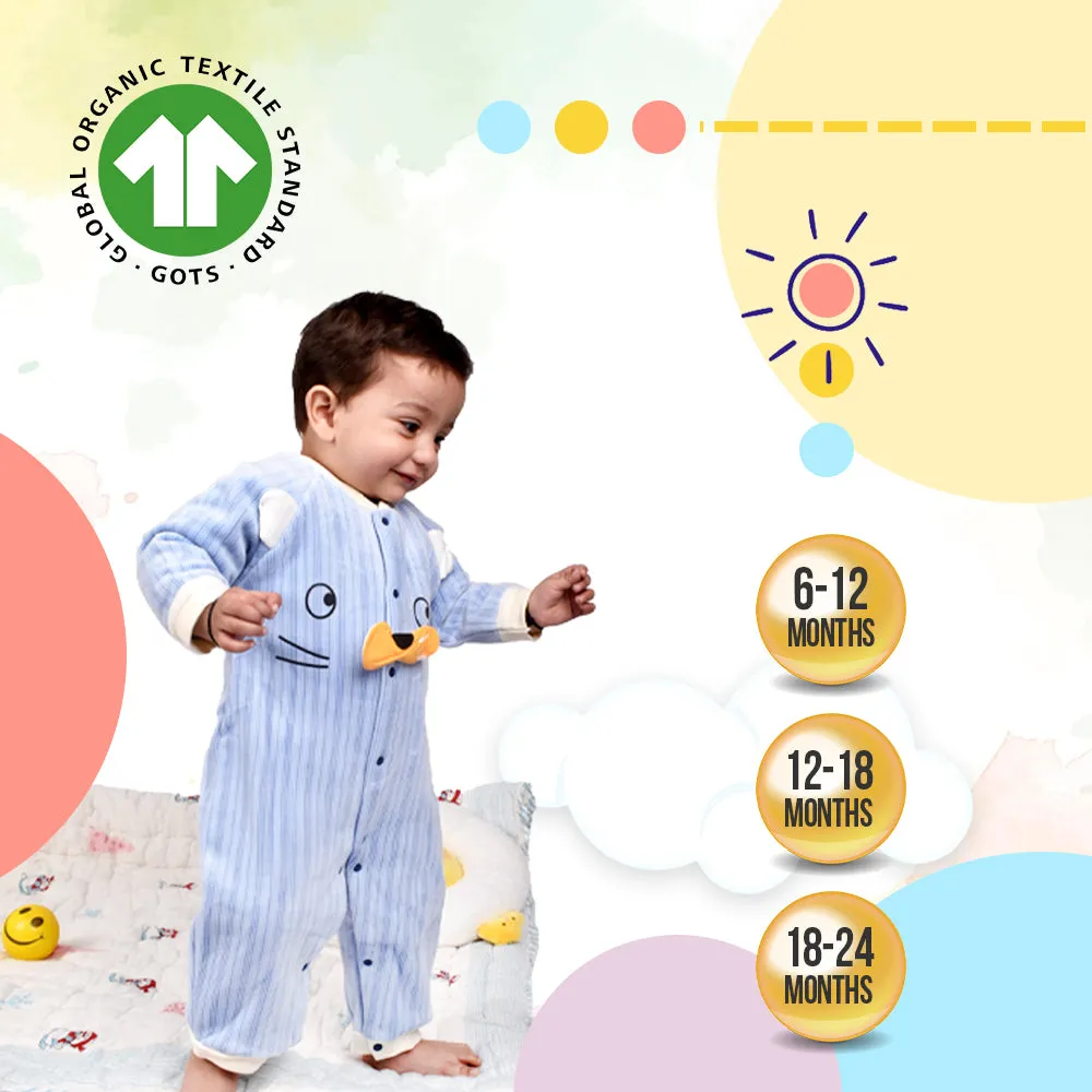 Organic Cotton Unisex Warm Baby Full Length Winter Romper | Winter Body Suit | Cat | Pack of 1