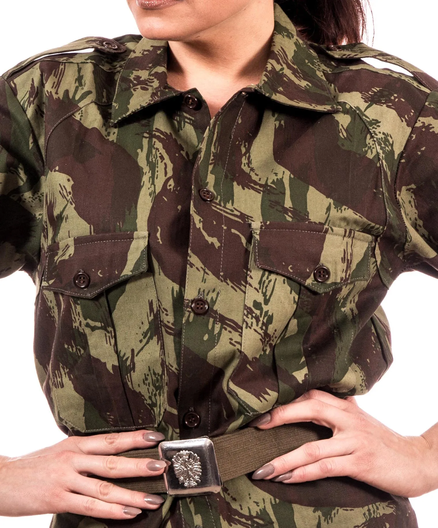 Portugese Herringbone Twill Cotton Jungle Camo Summer Shirt