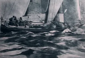 "Sailing" by Anne Lyman Powers - Black and White Etching on Paper