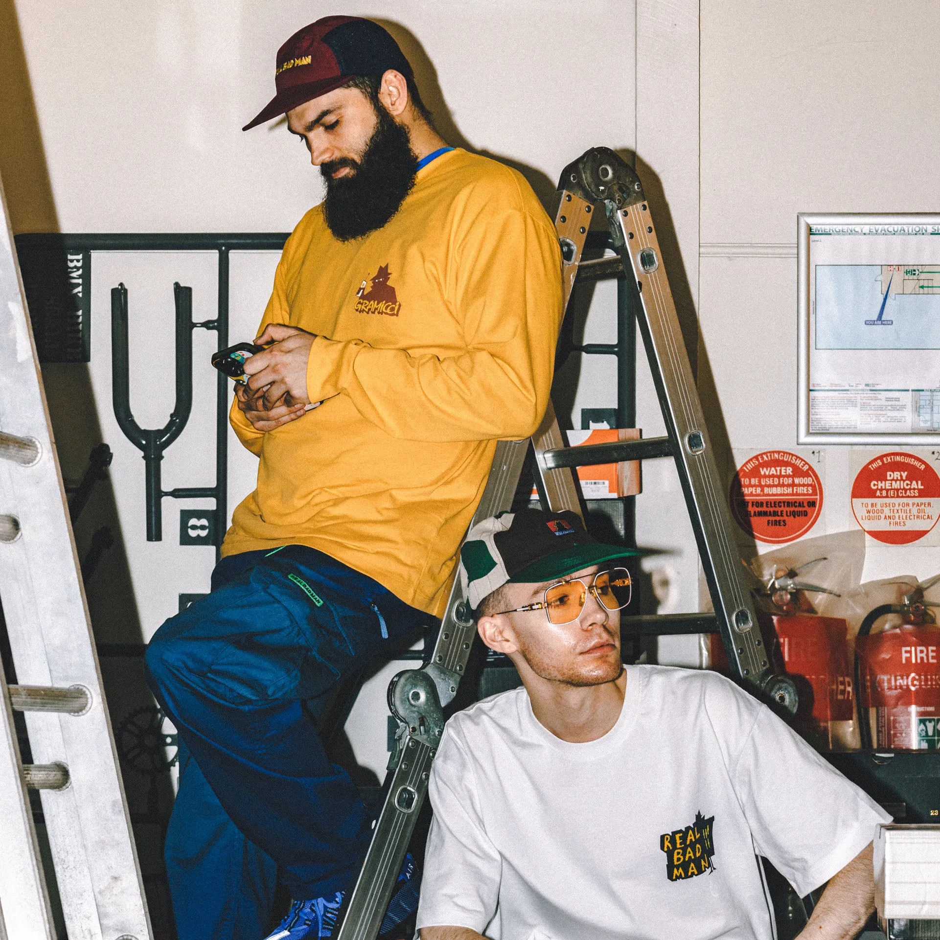 Real Bad Man x Gramicci Dude Records Long Sleeve Tee Mustard