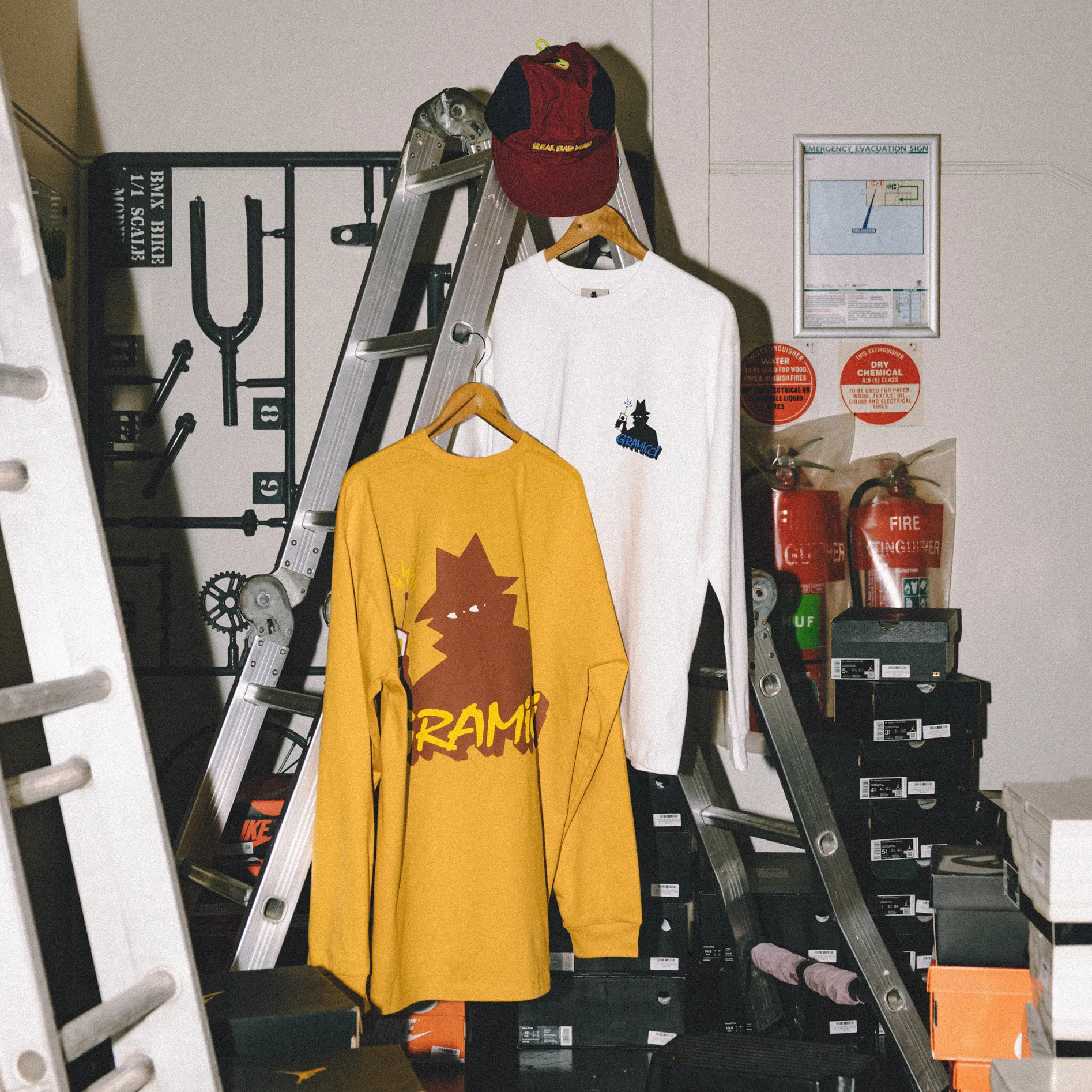 Real Bad Man x Gramicci Dude Records Long Sleeve Tee Mustard