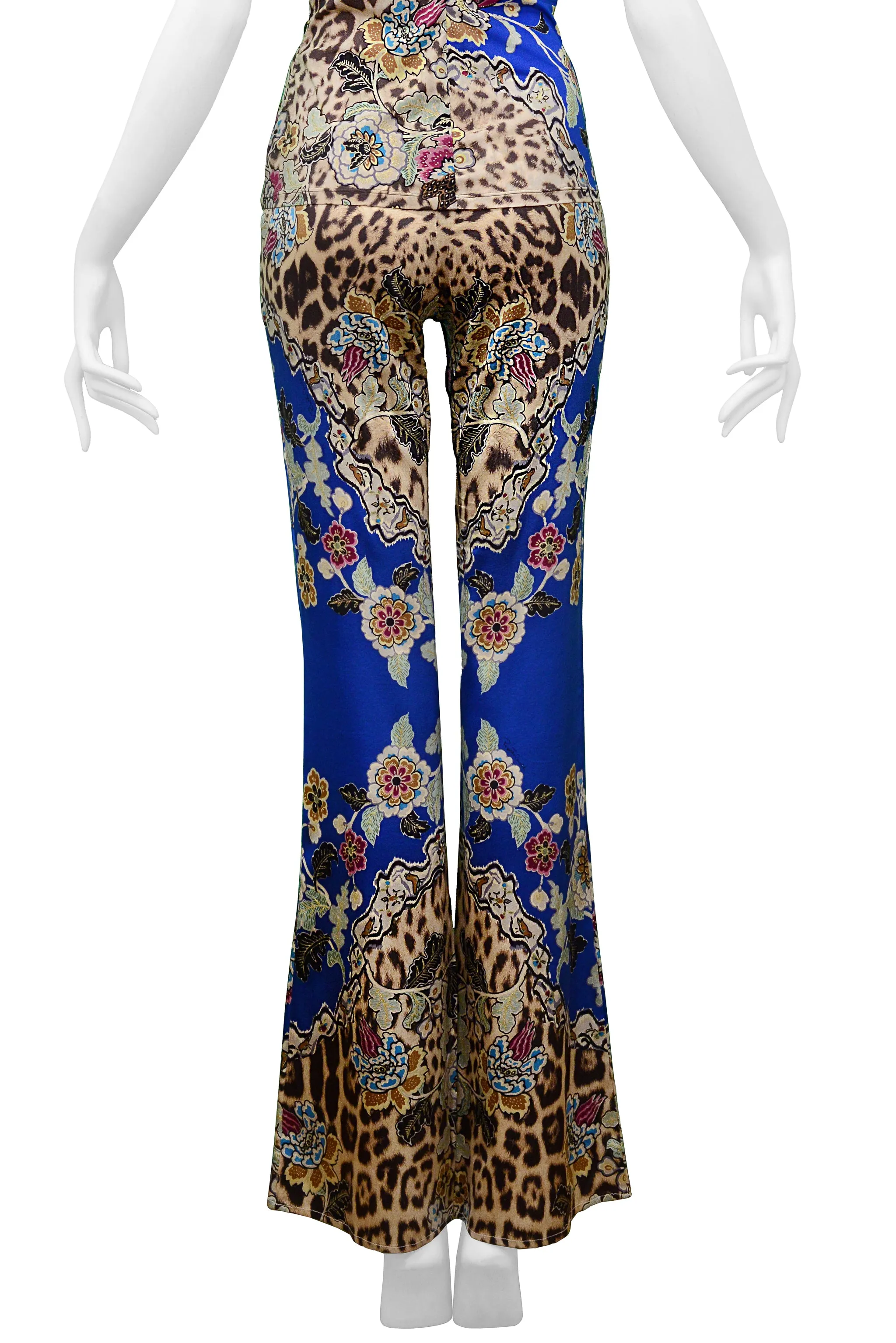 ROBERTO CAVALLI BLUE PRINTED CHINOISERIE PANTS ENSEMBLE
