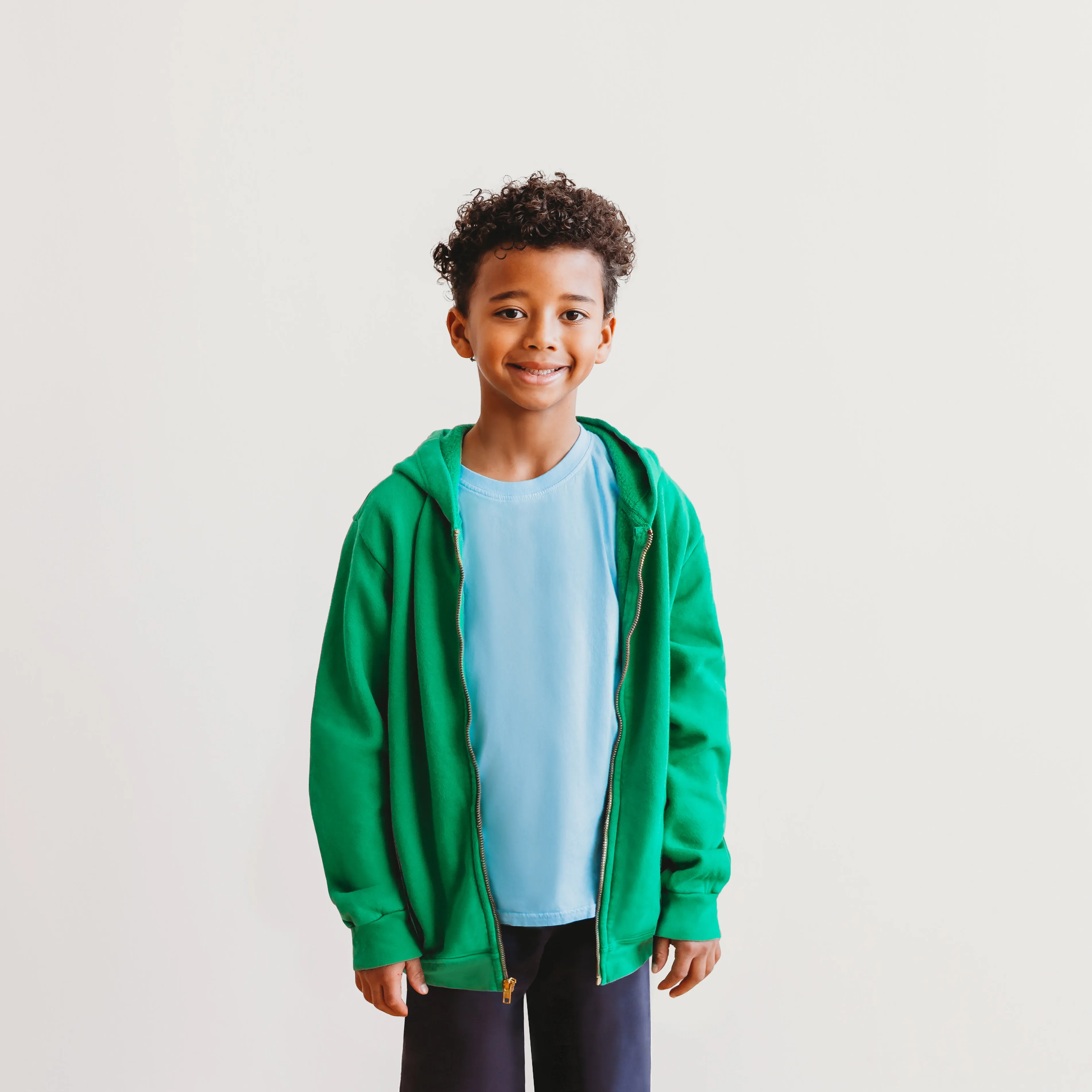 Soft & Cozy 100% Cotton Fleece Zip Hoodie with Inner Pockets | Elf Green