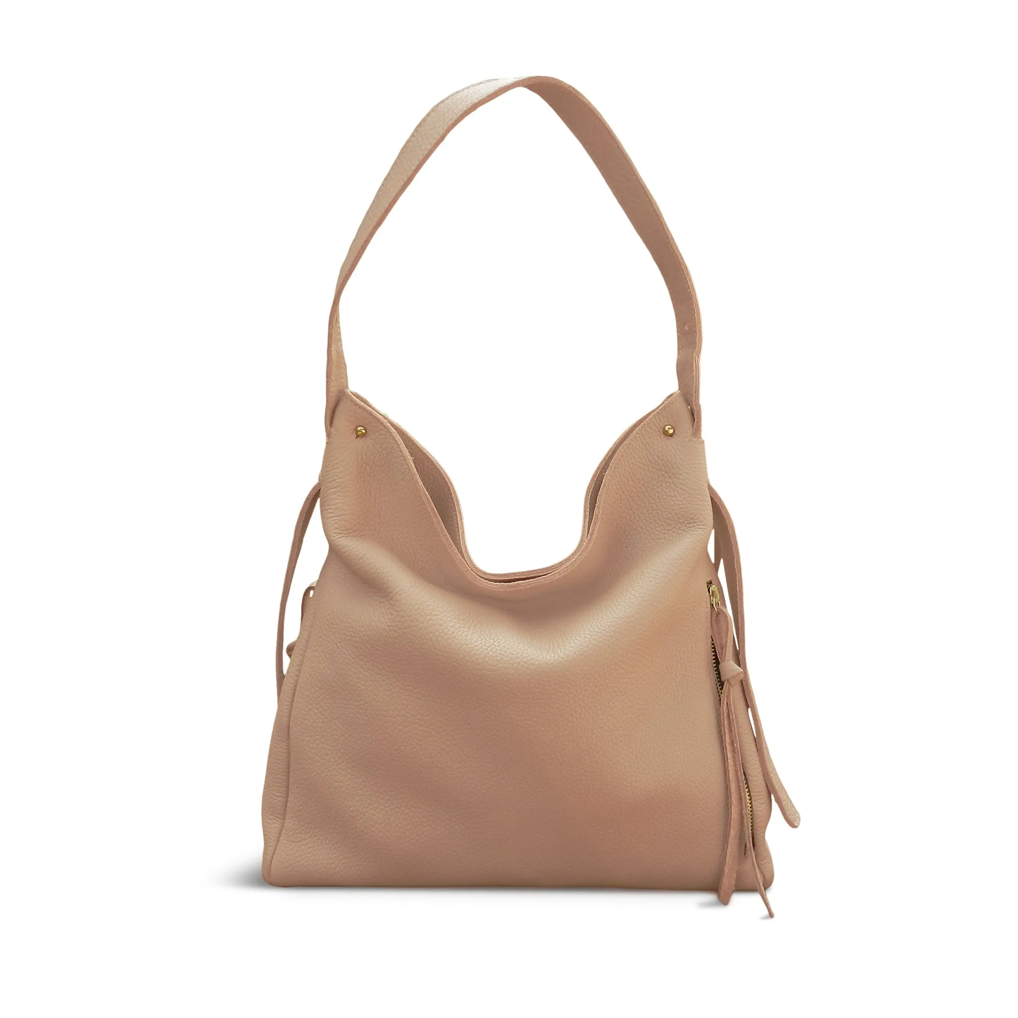 Sophia Adjustable Hobo in Cappuccino Buffalo Cowhide