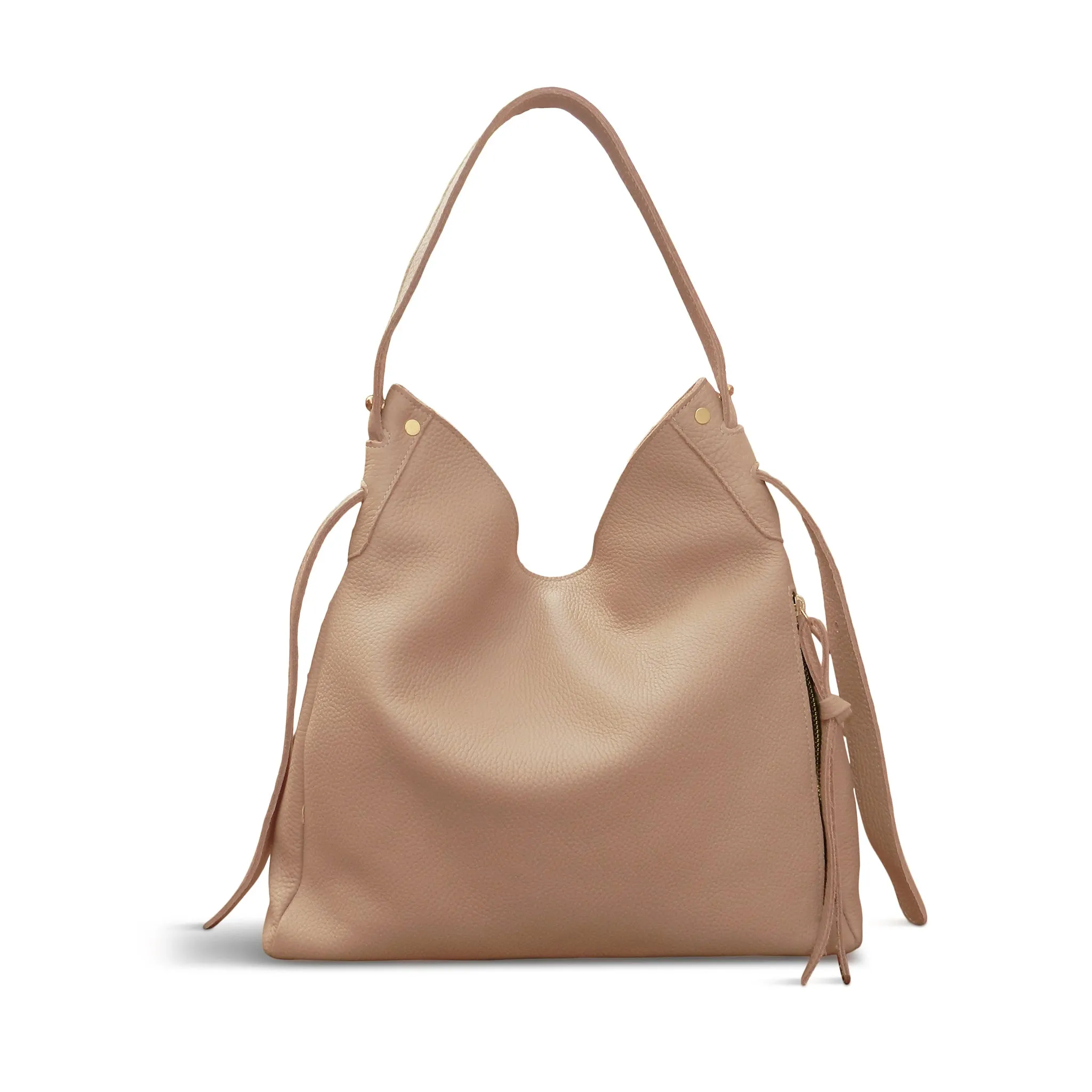 Sophia Adjustable Hobo in Cappuccino Buffalo Cowhide
