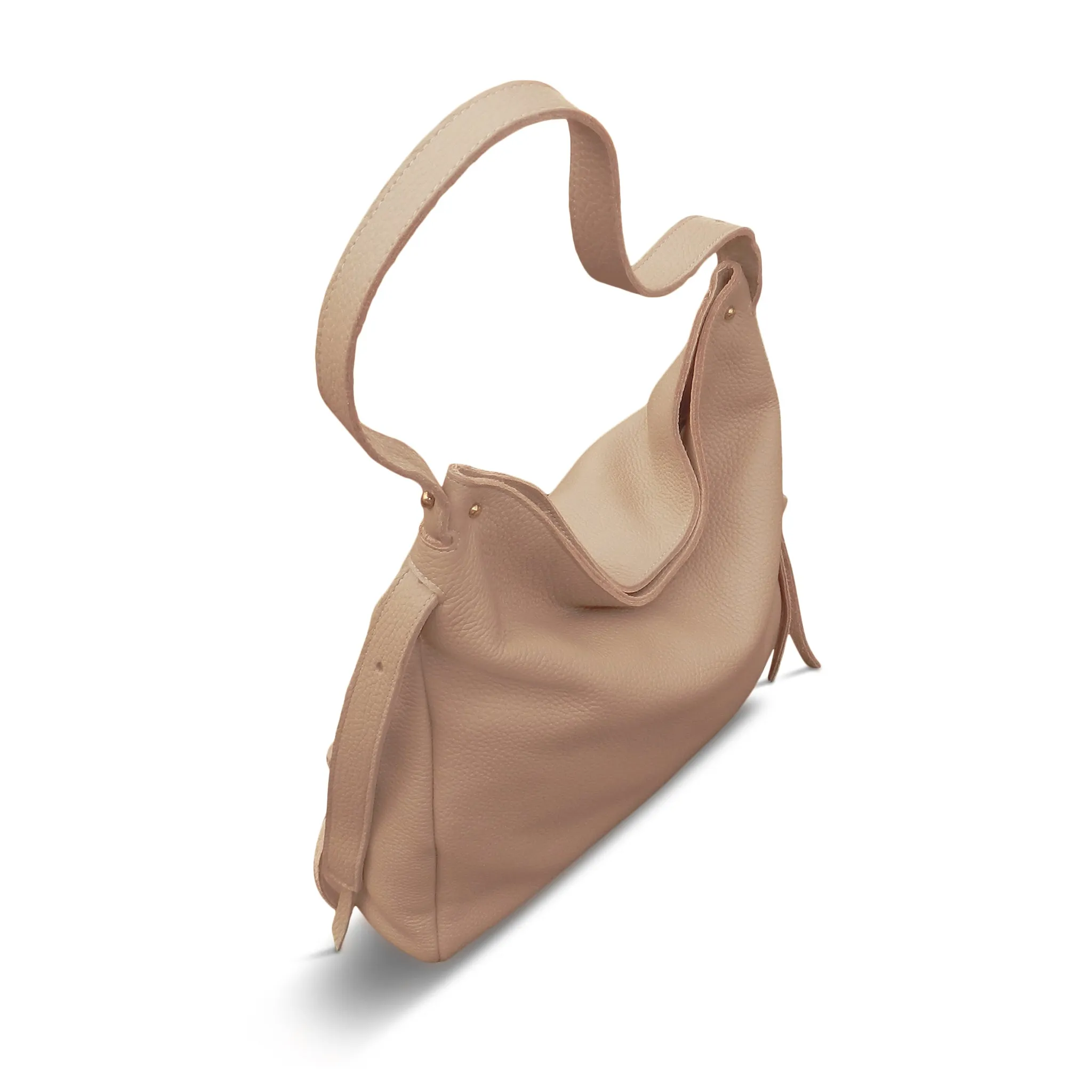 Sophia Adjustable Hobo in Cappuccino Buffalo Cowhide