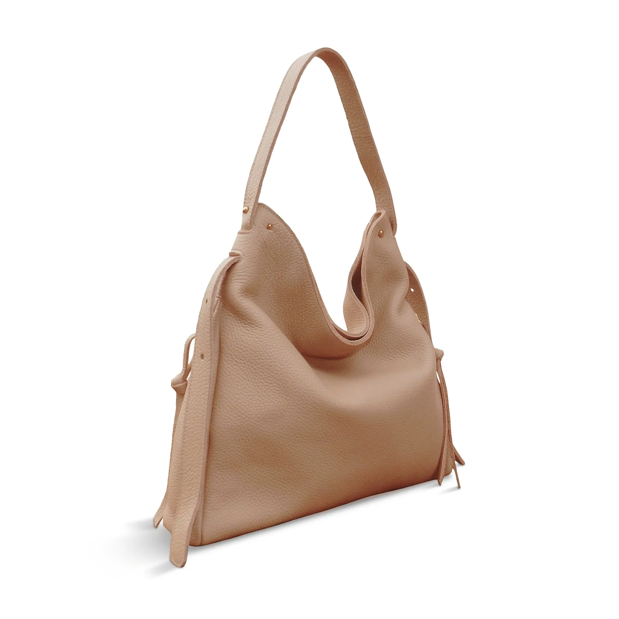 Sophia Adjustable Hobo in Cappuccino Buffalo Cowhide
