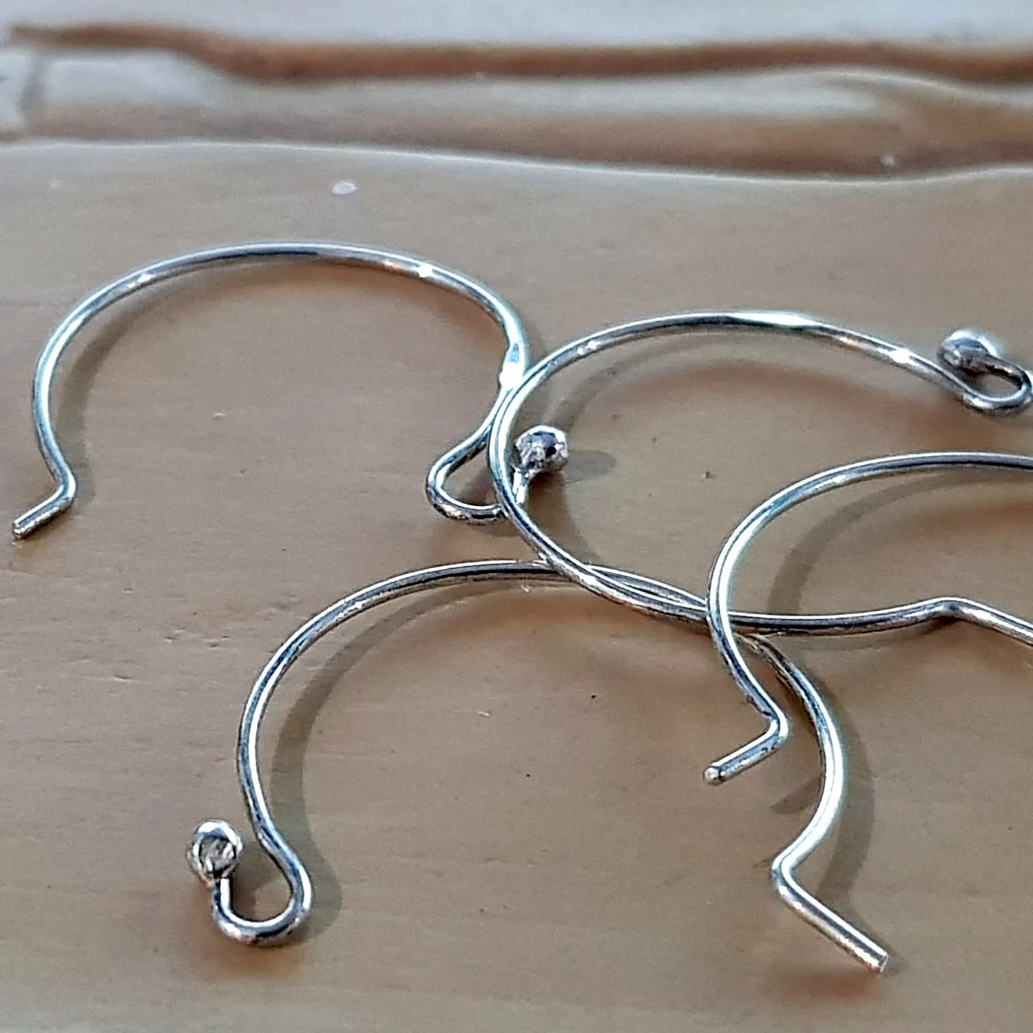 Sterling Silver Ear Hooks 23mm Pair Circle Euro Style Handmade Earring Hooks | SS-012EH