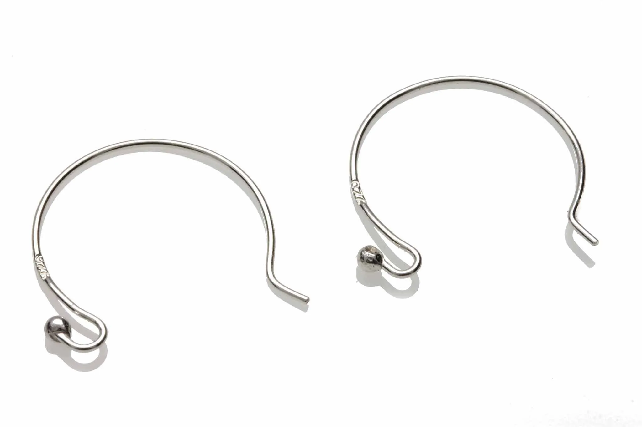 Sterling Silver Ear Hooks 23mm Pair Circle Euro Style Handmade Earring Hooks | SS-012EH