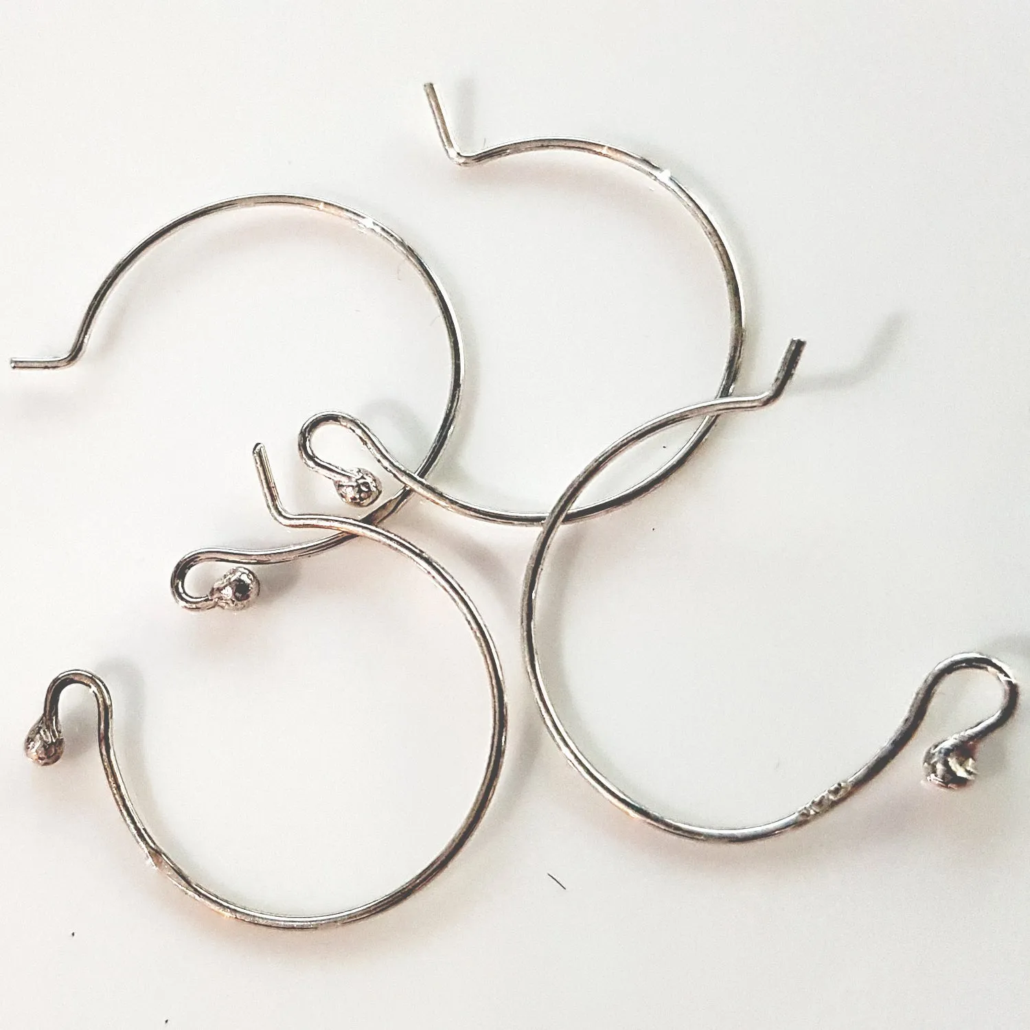 Sterling Silver Ear Hooks 23mm Pair Circle Euro Style Handmade Earring Hooks | SS-012EH