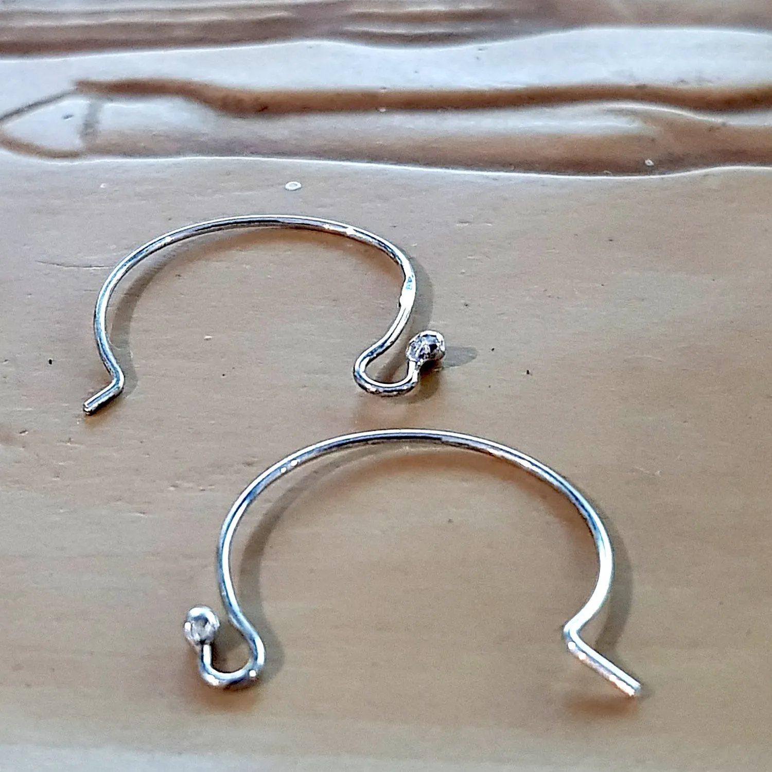 Sterling Silver Ear Hooks 23mm Pair Circle Euro Style Handmade Earring Hooks | SS-012EH