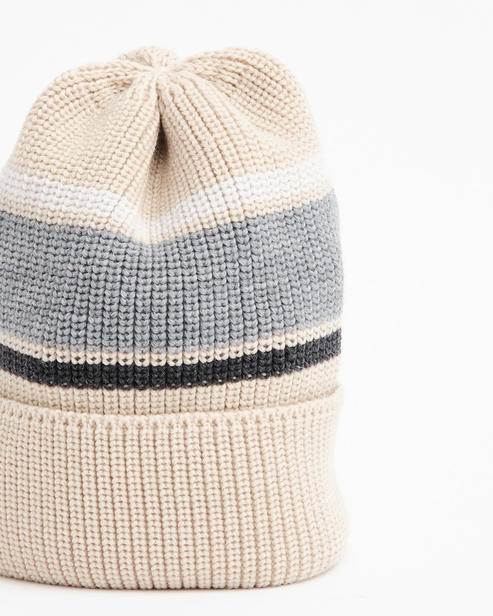 Stripe Beanie Beige