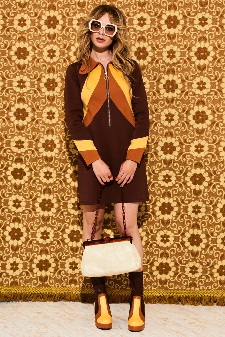 Suzie Q Brown Retro Stripe Platform Boots