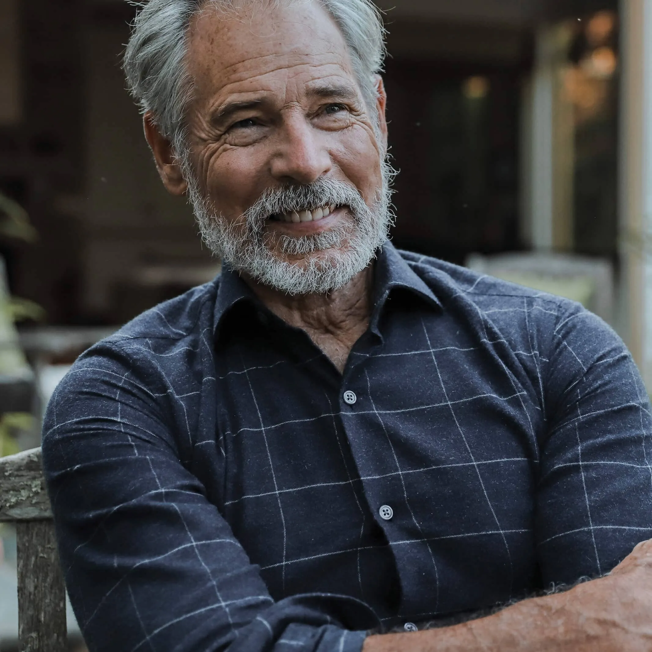 The Navy Heather Cardwell Cashmere Windowpane Casual Shirt