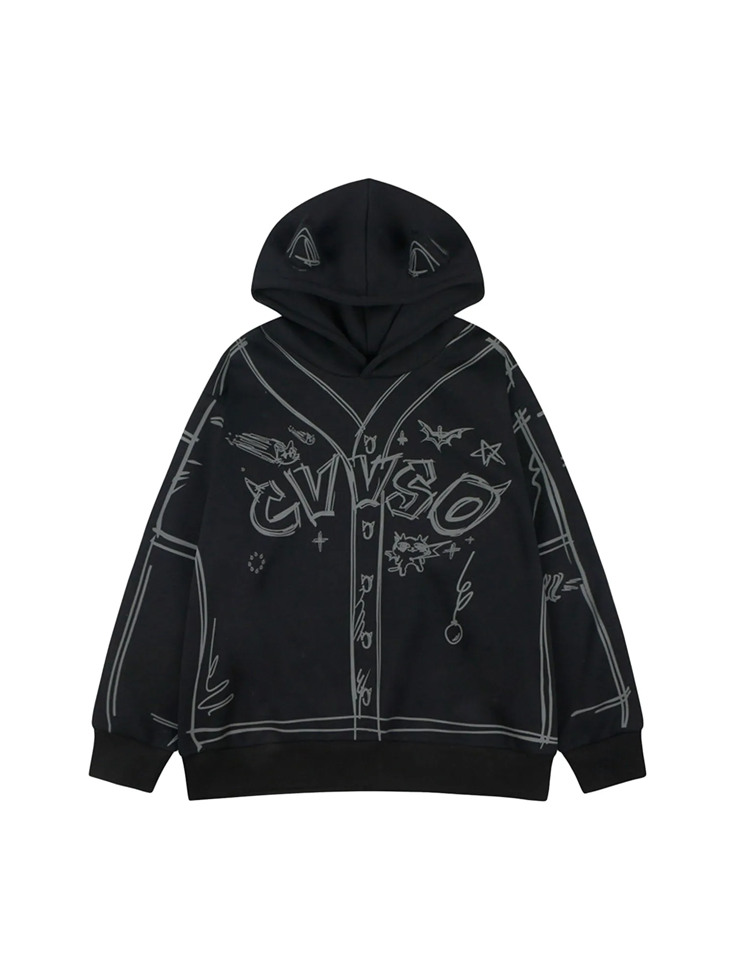 Thesupermade Hand-painted Graffiti Hoodie And Fleece Hoodie