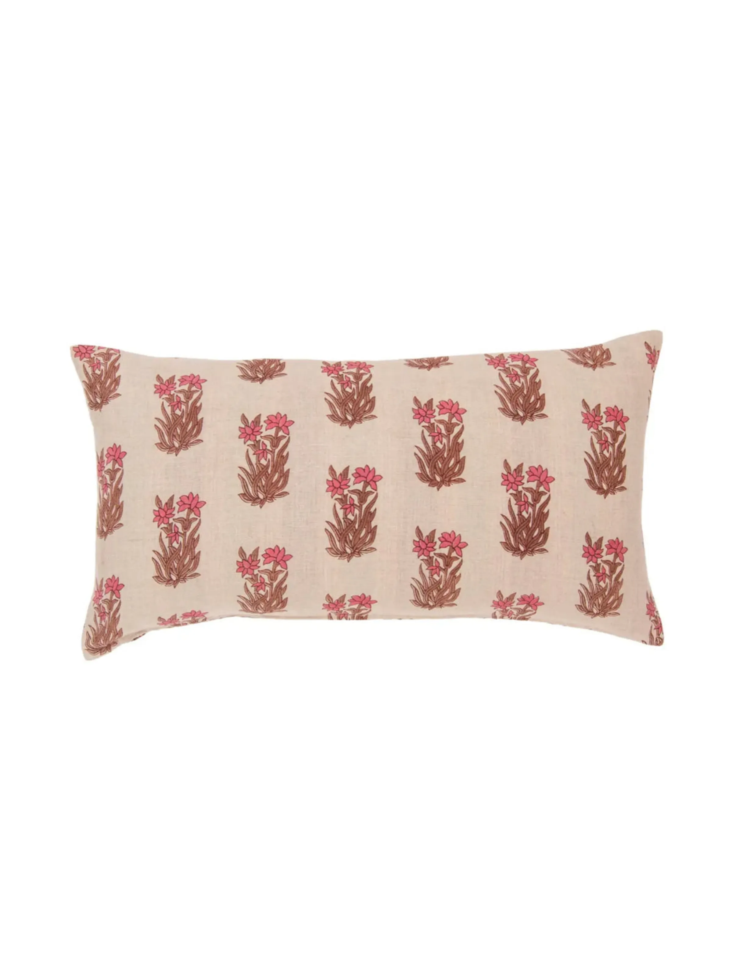 Tuberose Salmon Lumbar Pillow With Lining