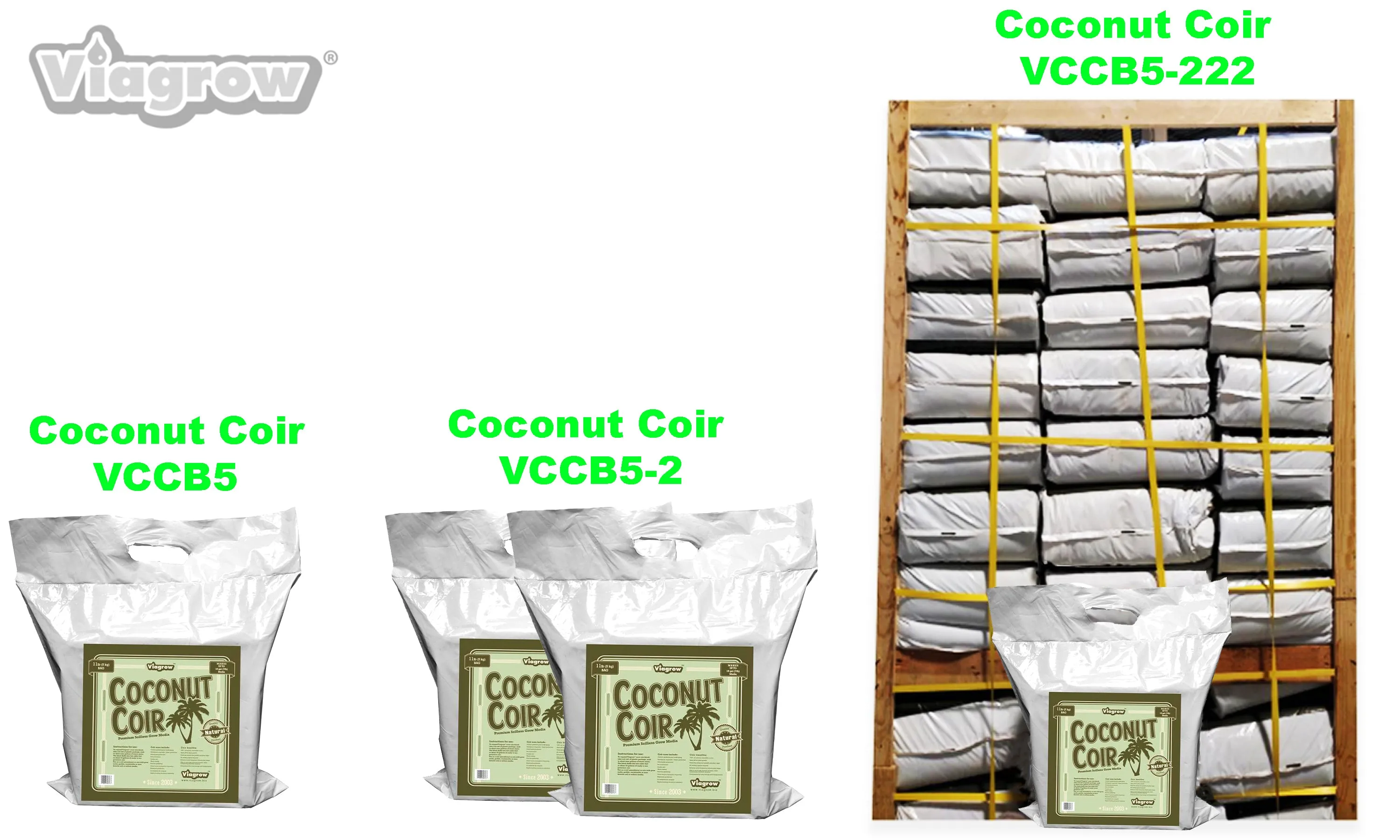 Viagrow 5KG (11LB) Coconut Coir Compressed Premium Grow Media (Pallet of 220 units)