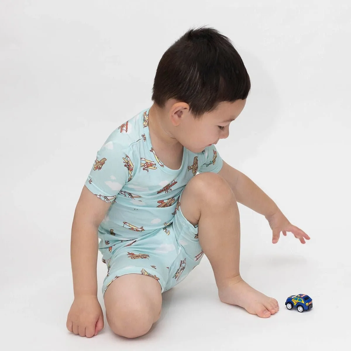 Vintage Airplanes Bamboo Kids Pajama Short Set