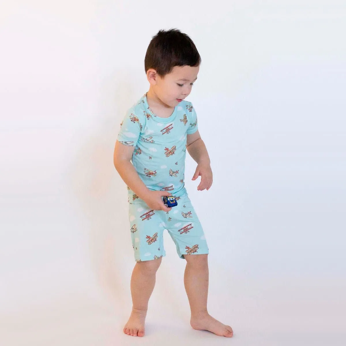 Vintage Airplanes Bamboo Kids Pajama Short Set