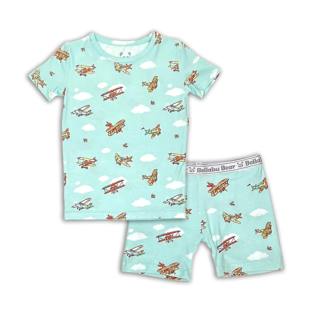 Vintage Airplanes Bamboo Kids Pajama Short Set