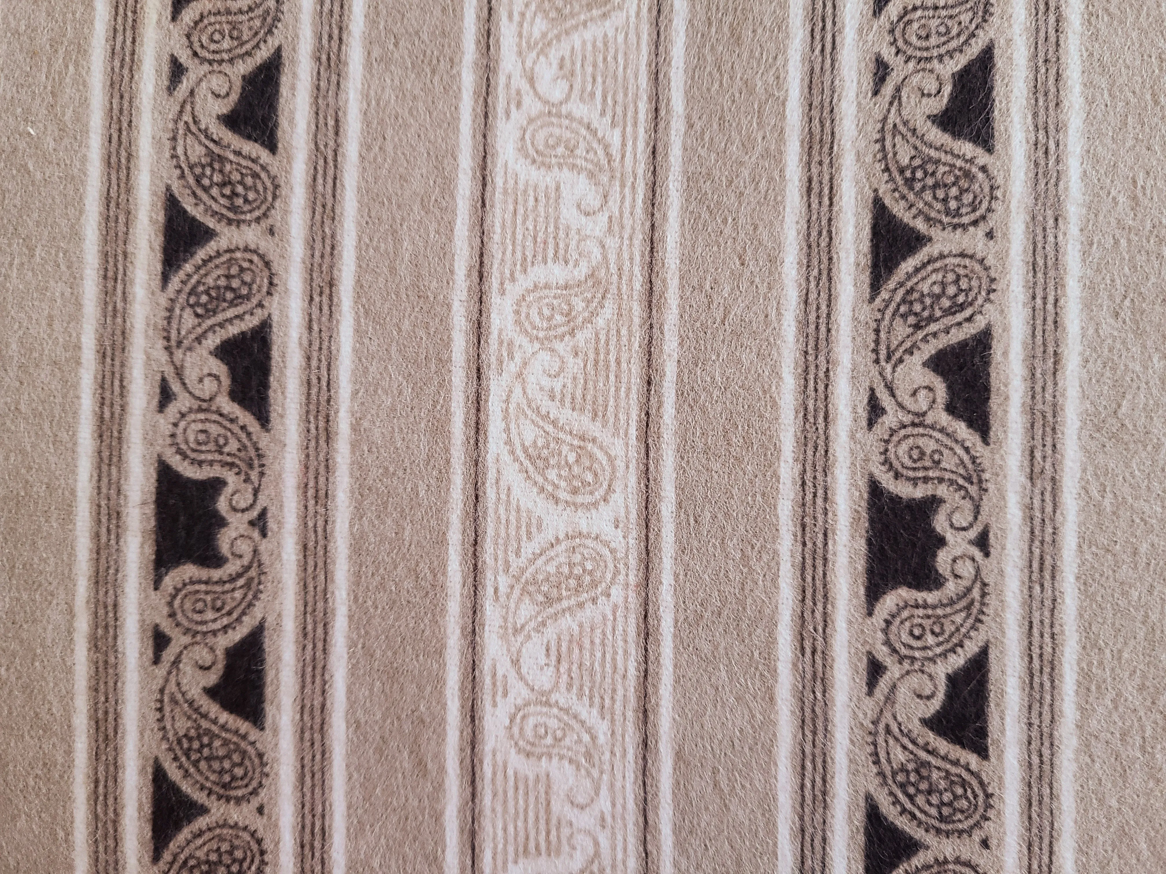 Vintage Fabric - Flannel - Paisley Stripe - Tan - By the Yard - VFL70