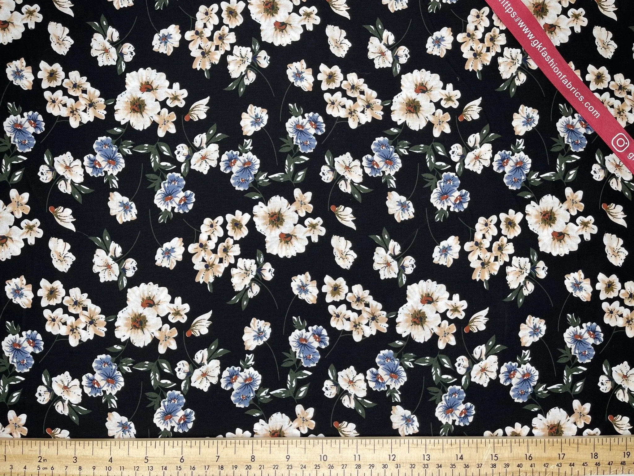 Vintage floral bouquet - Washed Cotton Reactive Print -8002
