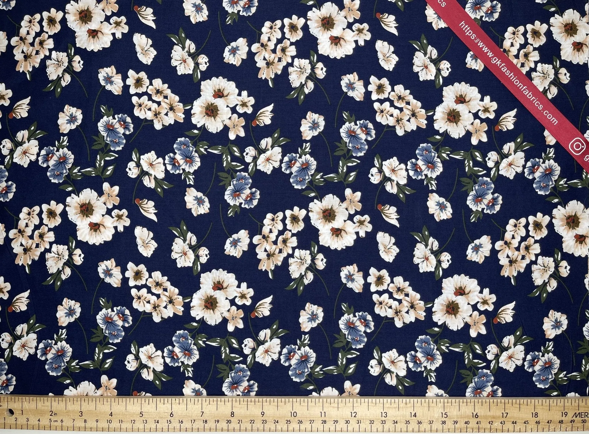 Vintage floral bouquet - Washed Cotton Reactive Print -8002