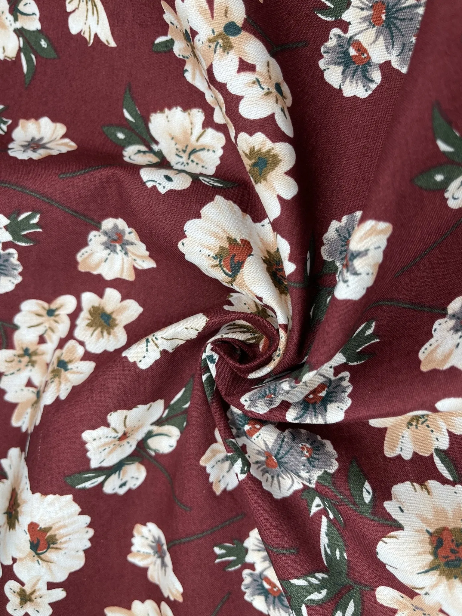 Vintage floral bouquet - Washed Cotton Reactive Print -8002