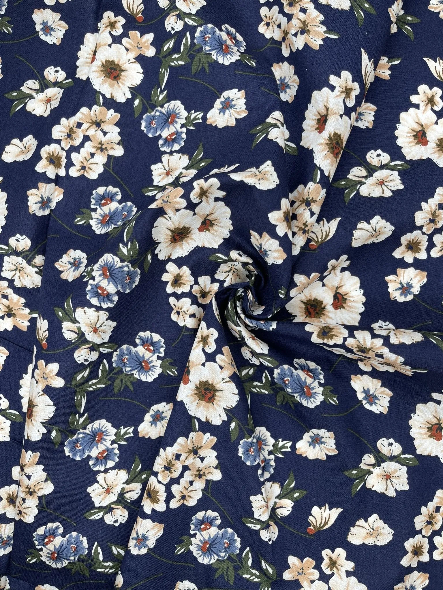 Vintage floral bouquet - Washed Cotton Reactive Print -8002