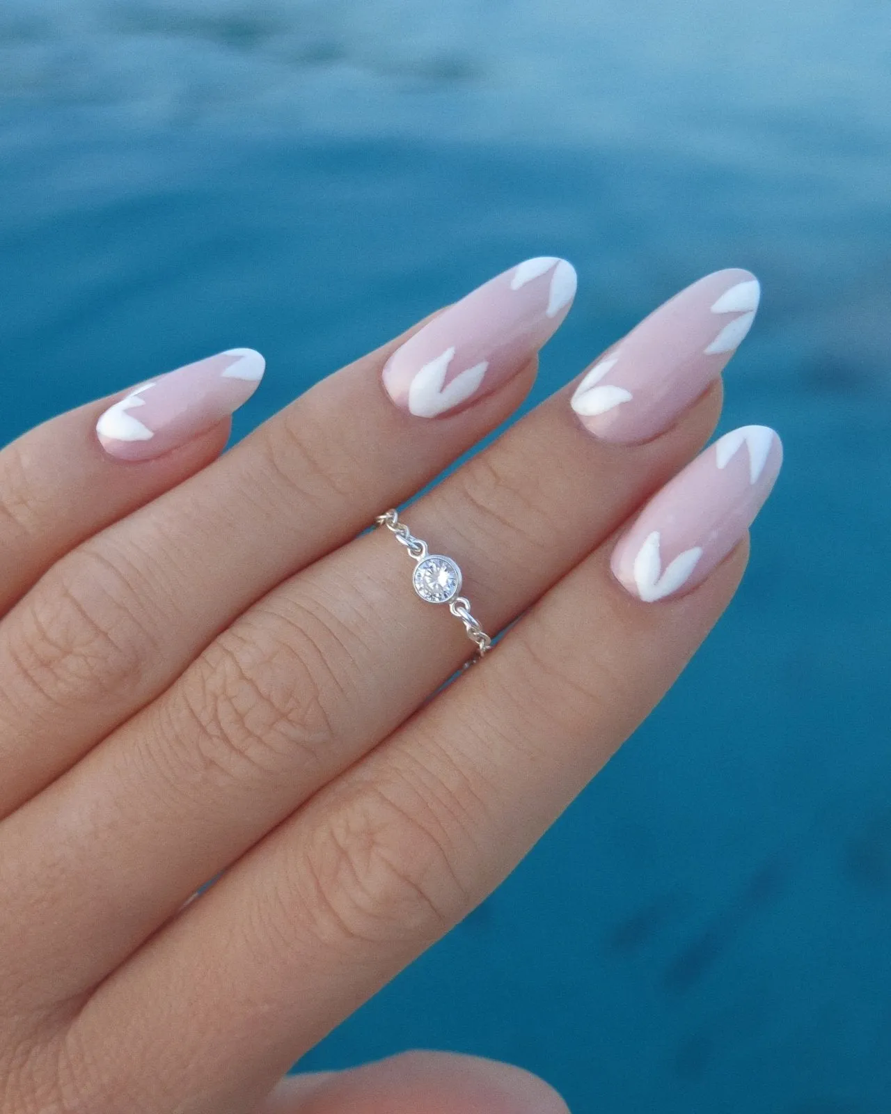 White CZ Fingertip Ring  - Sterling Silver